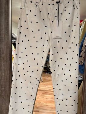 Oat New York White Cropped Polka Dot Pants
